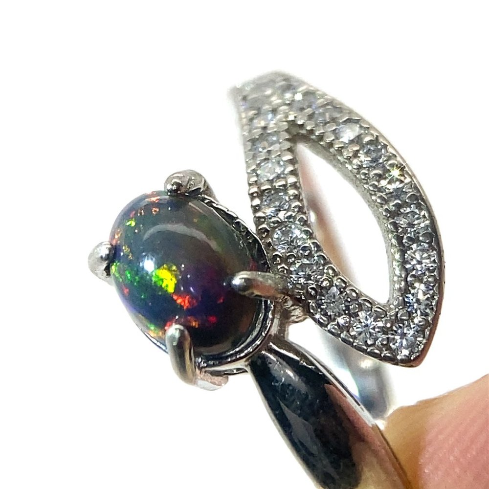 Black Opal 1.22ct Platinum Finish Solid 925 Sterling Silver Ring